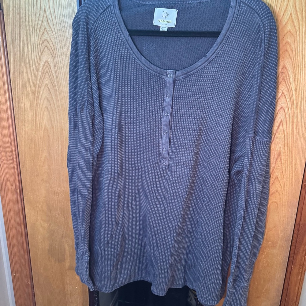AERIE OFFLINE GREY/BLUE HENLEY